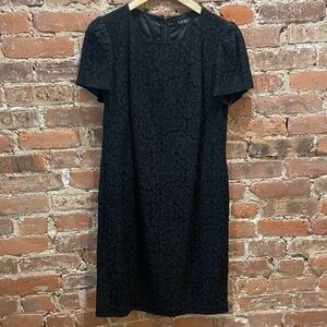 Ralph Lauren Floral Corded Lace-cocktail Dress - Black Size 12